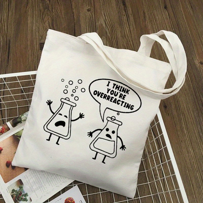 White Canvas Tote Bag Cartoon  - Medical Lab Day review and price