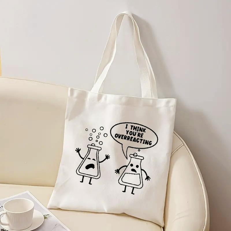 White Canvas Tote Bag Cartoon  - Medical Lab Day review and price